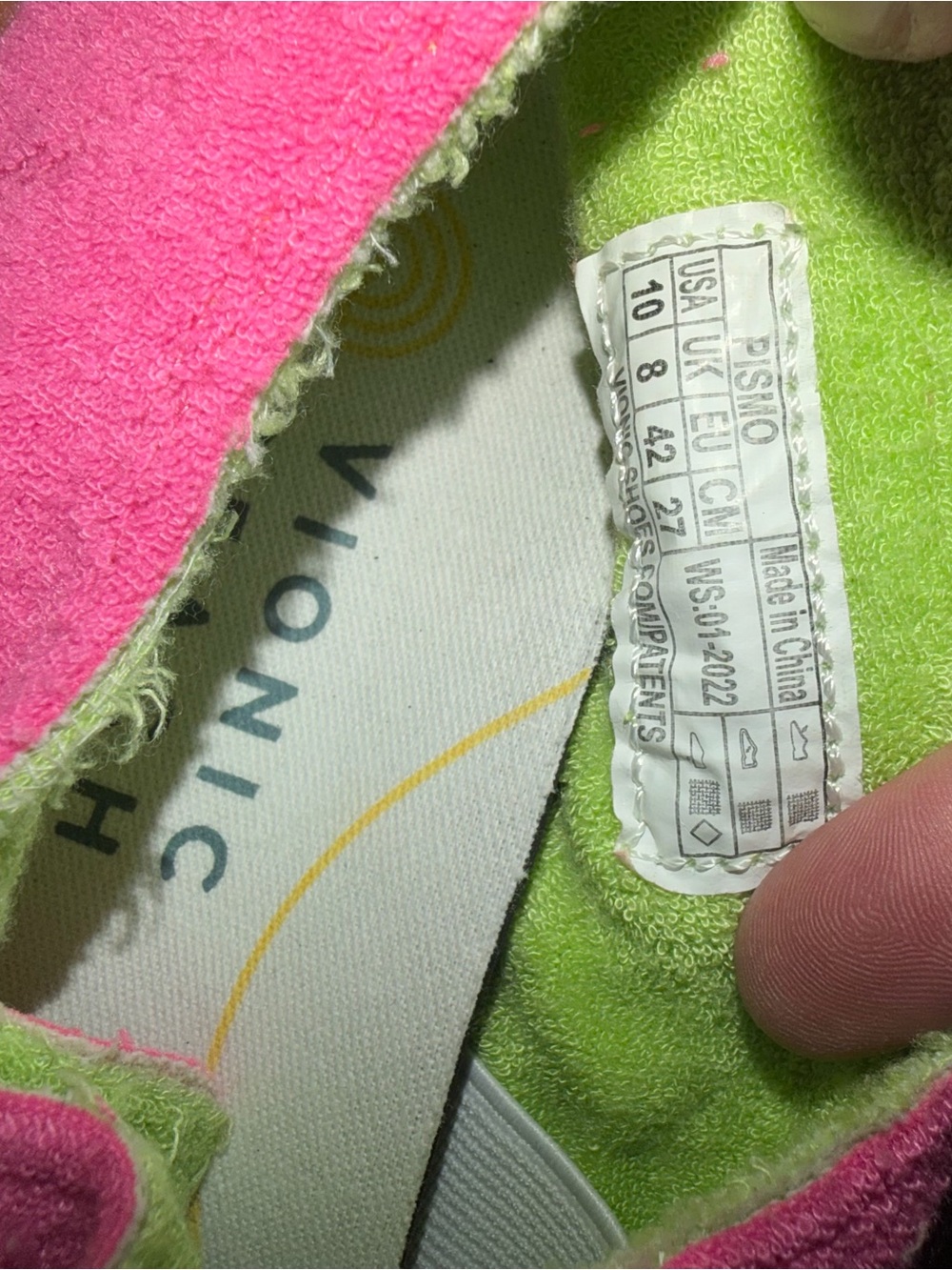 Vionic Beach Pismo Pink and Lime Sneakers sz 10 - Picture 5 of 5